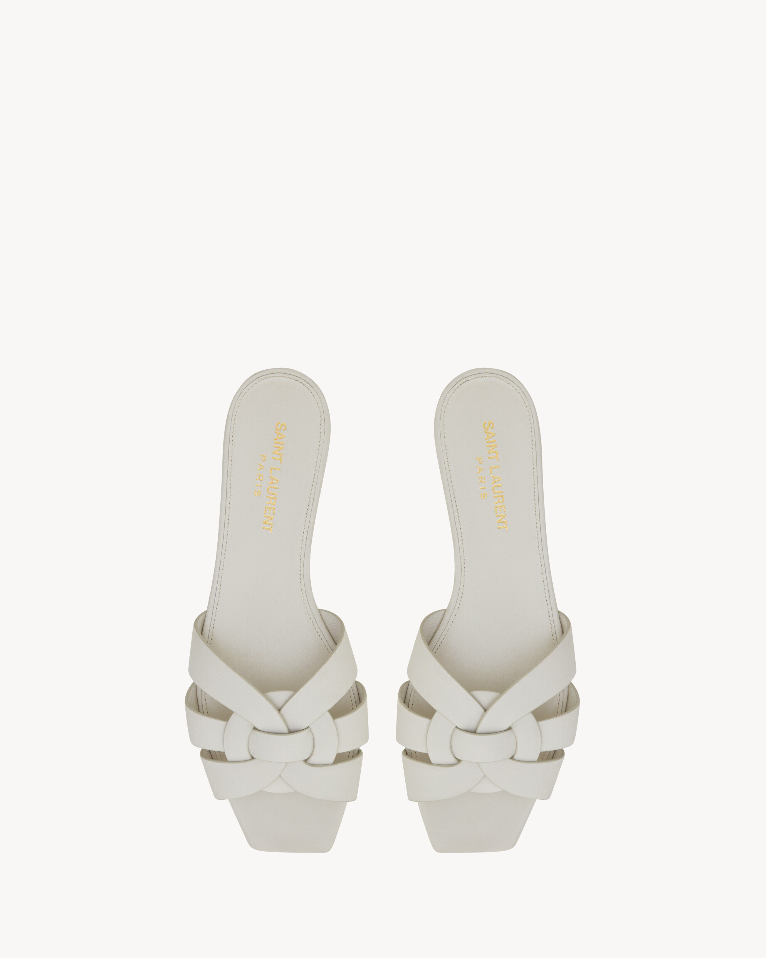 Saint Laurent Tribute Mules In Smooth Leather - White - Women - 37.5