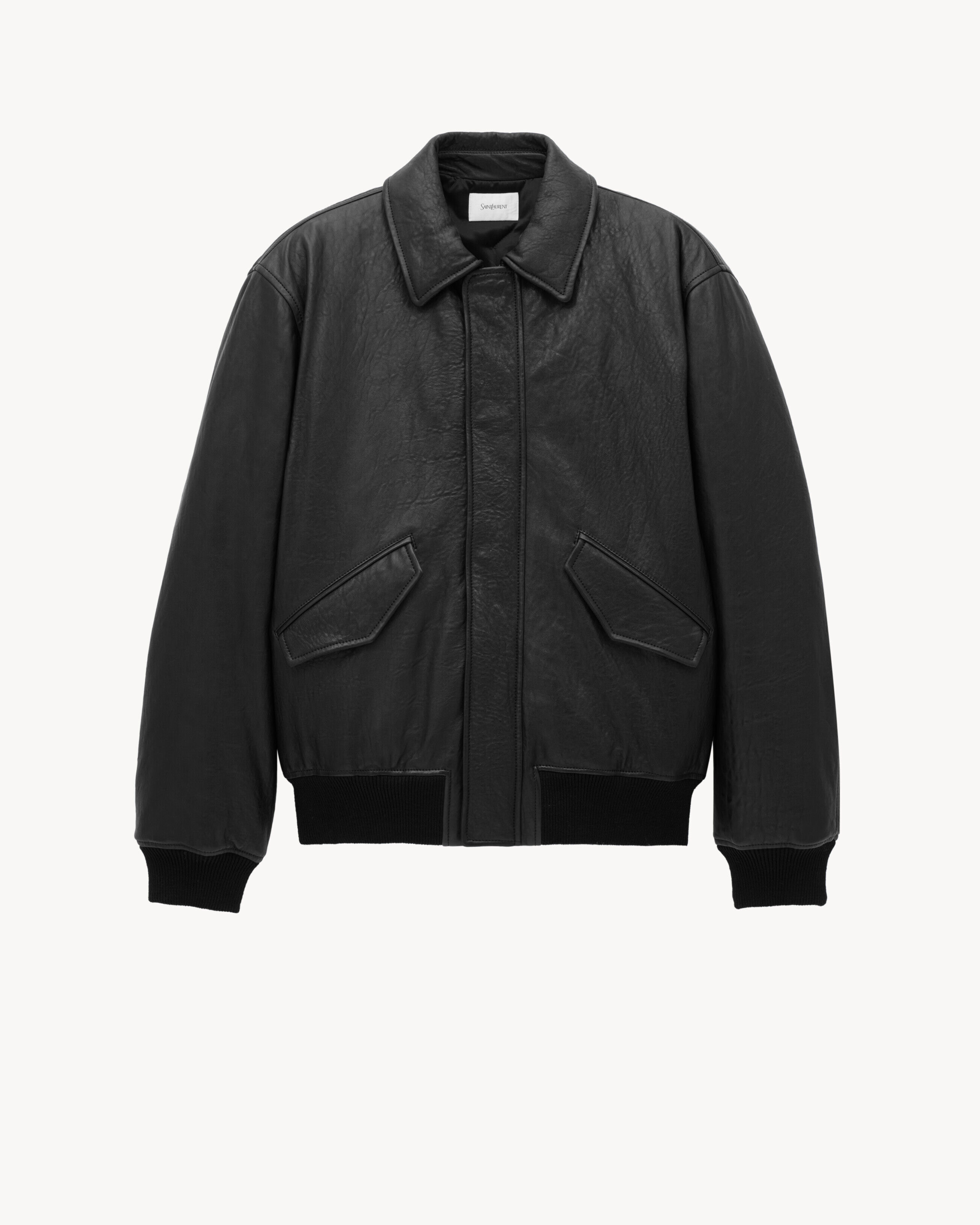 Saint Laurent Bomber Jacket In Grained Lambskin - Black - Men - 36