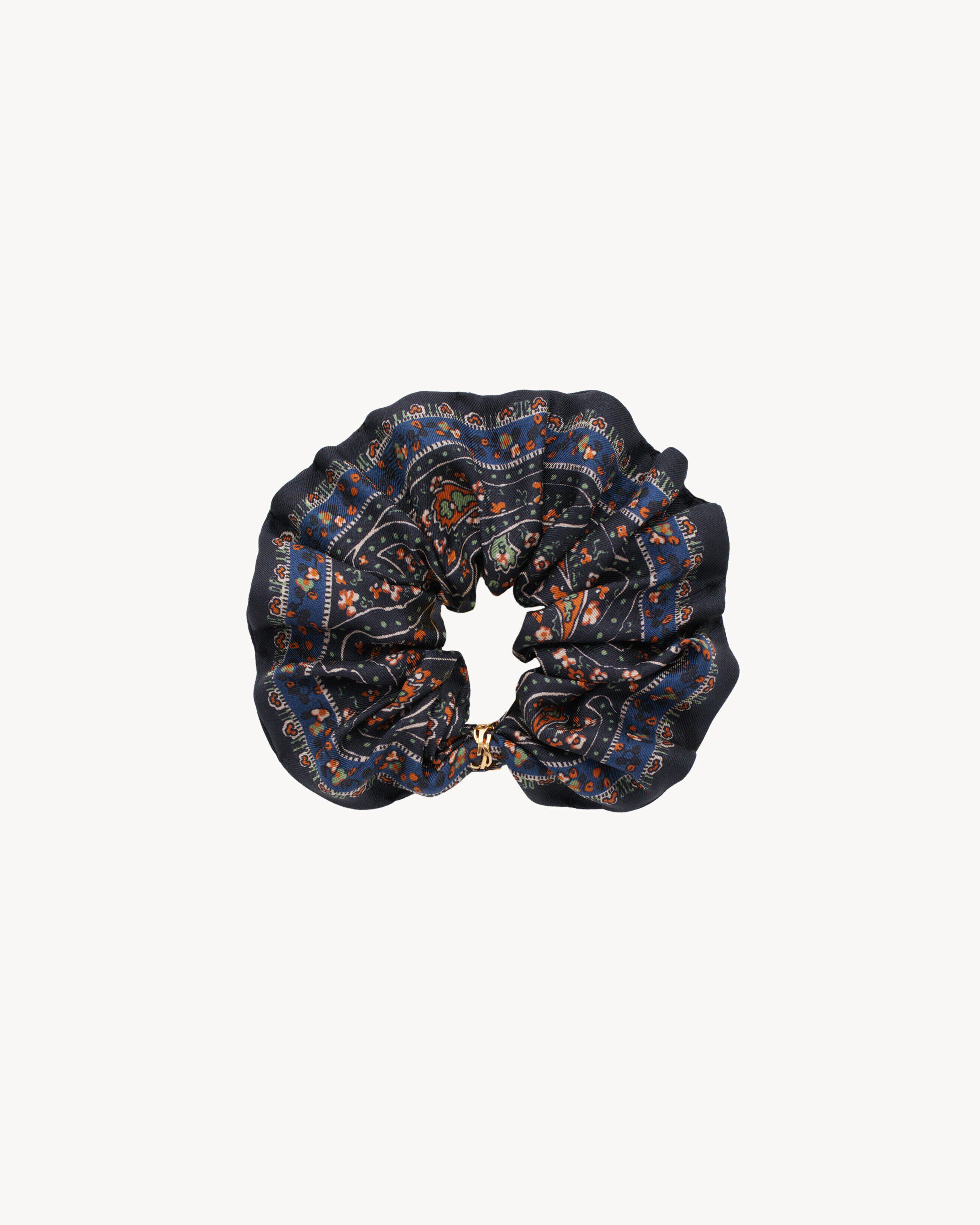 Saint Laurent Cassandre Scrunchie In Paisley Silk Twill - Blue - Women