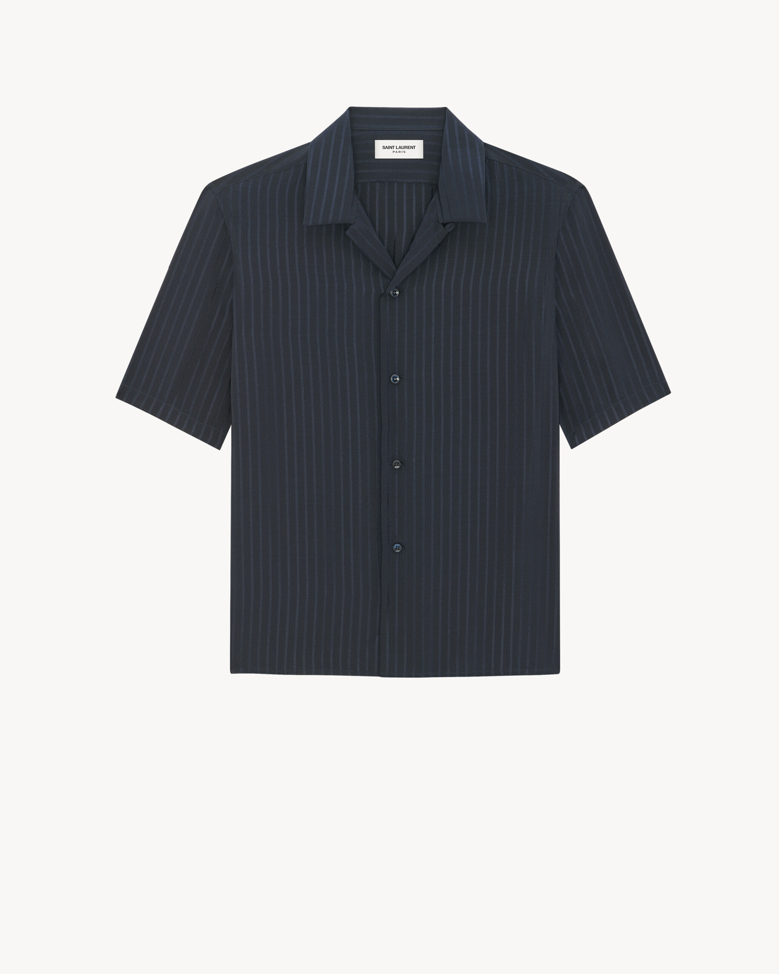 Saint Laurent Camicia Con Collo Alla Francese In Seta A Righe Opache E Lucide - Blu - One Sizeomo - 41