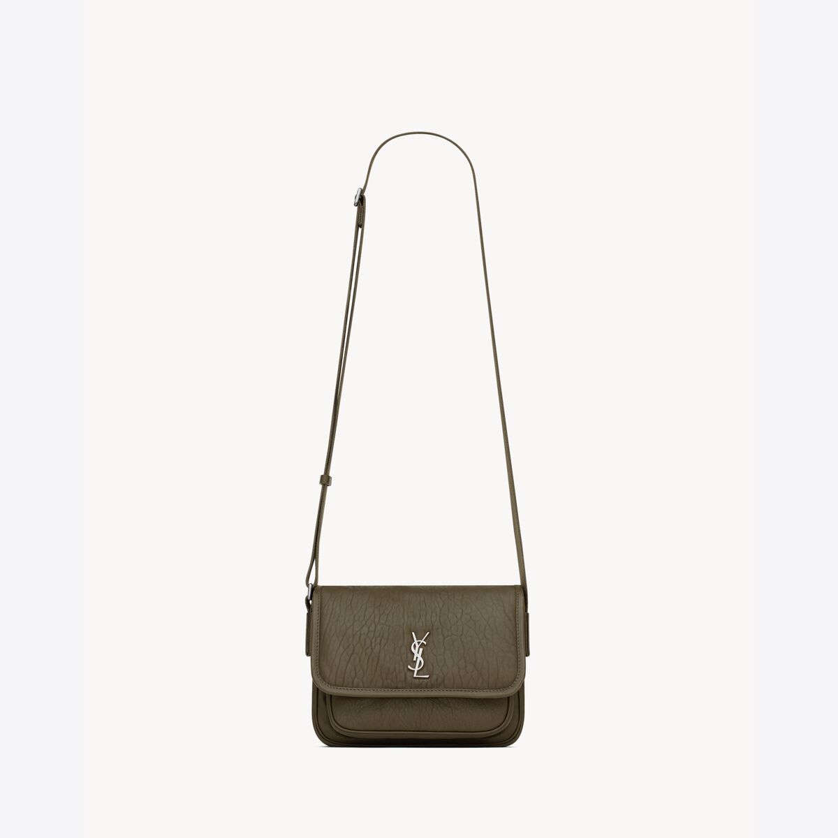 Saint Laurent Niki Small Messenger In Grained Lambskin - Green - Men