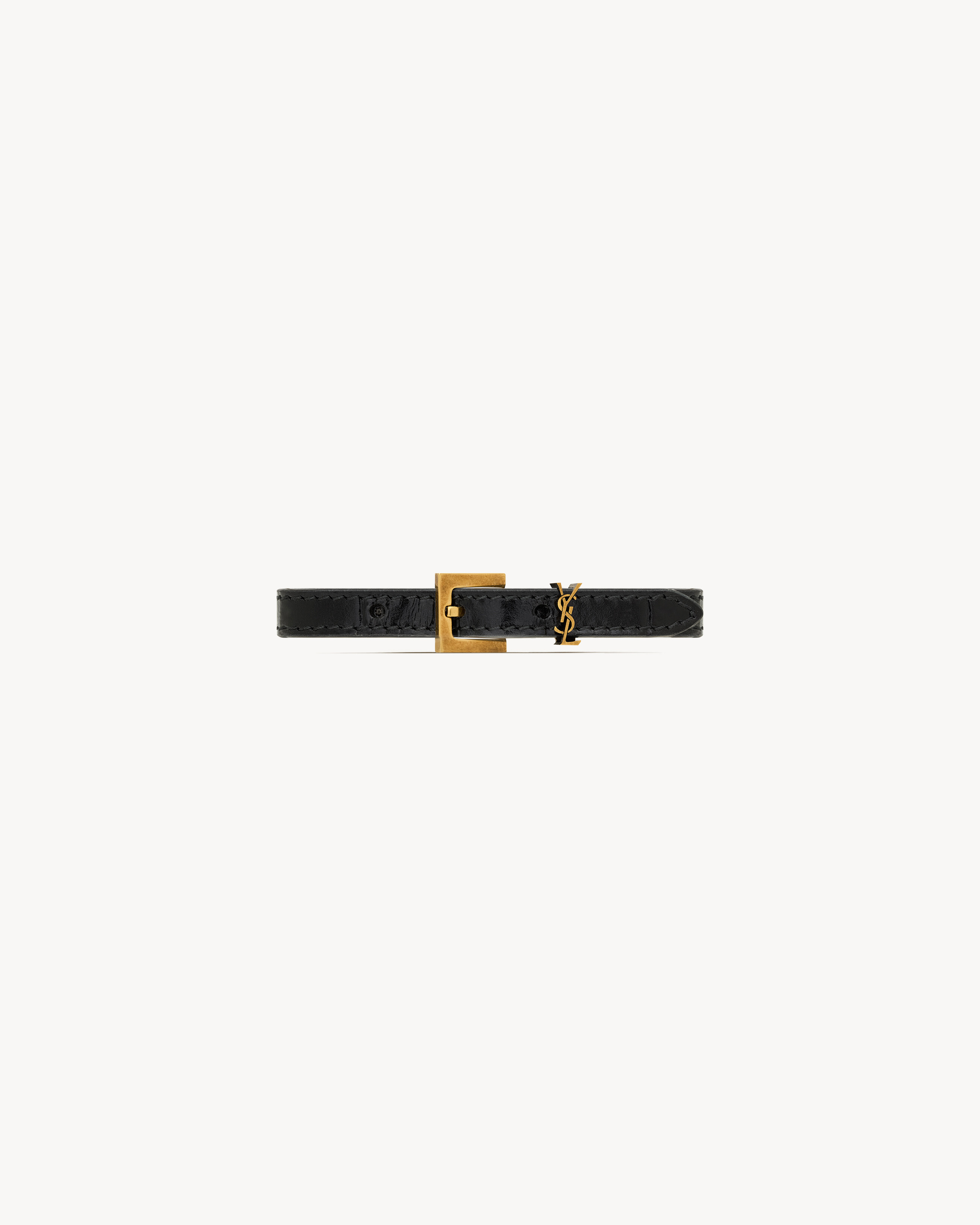 Saint Laurent Cassandre Belt Bracelet In Leather - Black - Women - M