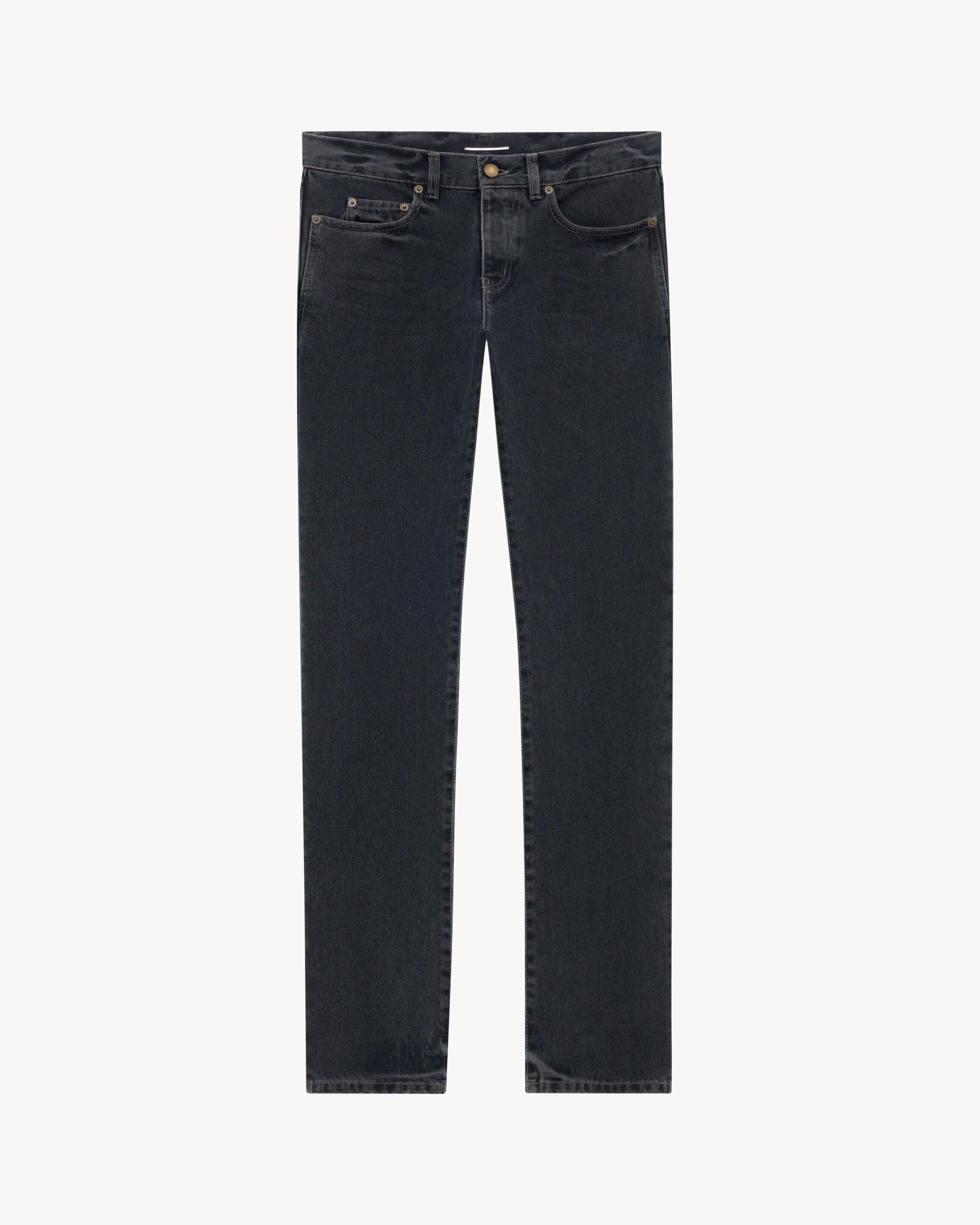 Saint Laurent - Vaqueros Ajustados En Denim Negro Azul Oscuro - Negro - Hombre - 46