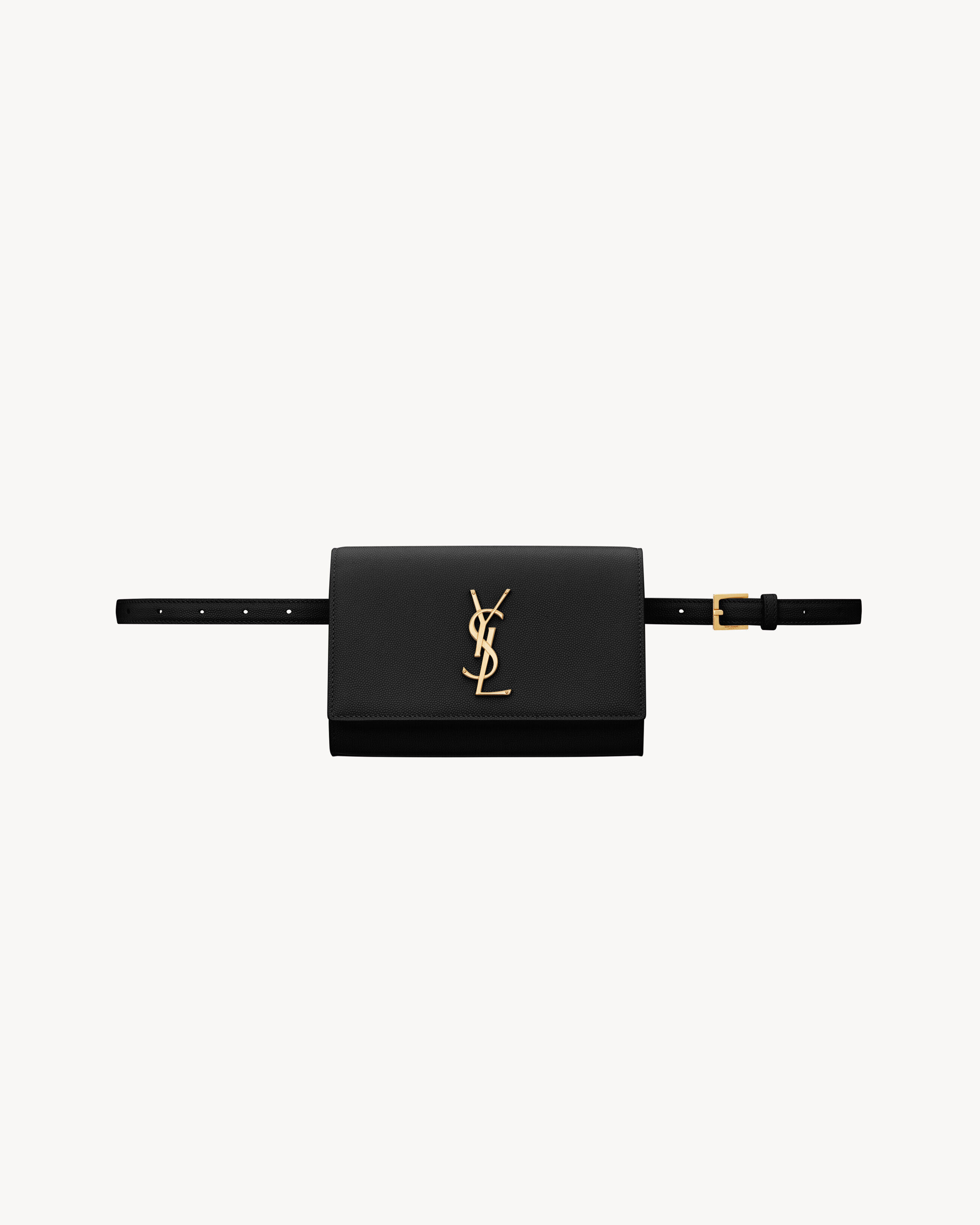 Saint Laurent Sac Ceinture Kate En Cuir Grain De Poudre - Noir - Femme - 85