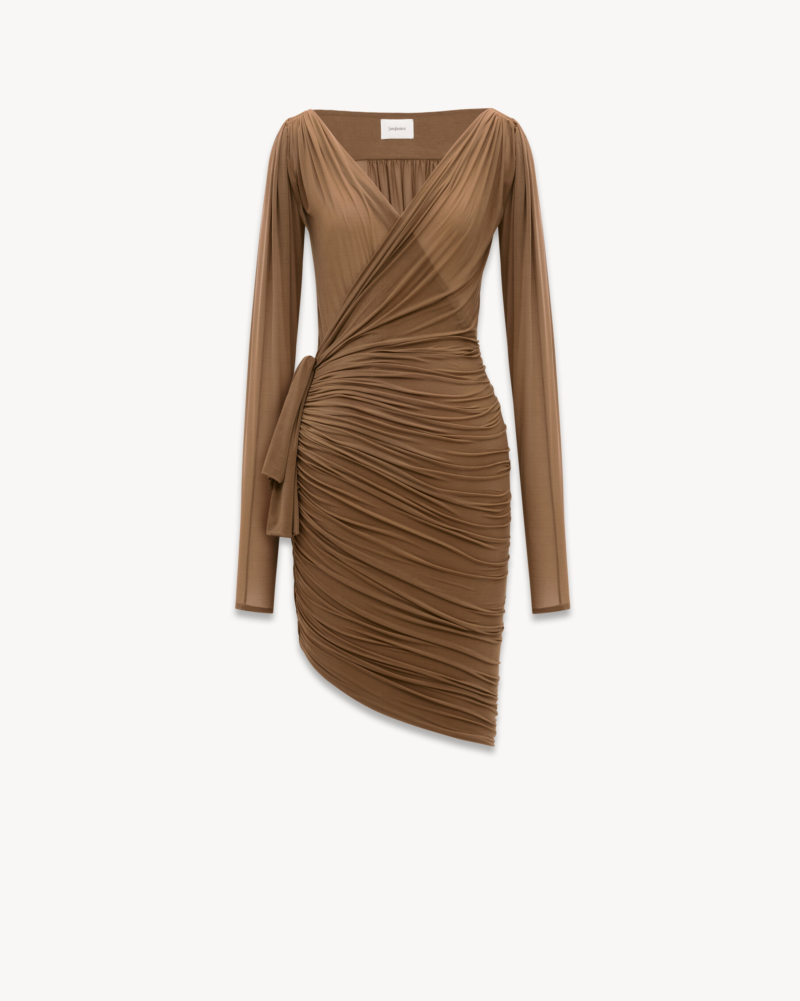 Saint Laurent Wrap Dress In Stretch Jersey - Amber - Women - 38