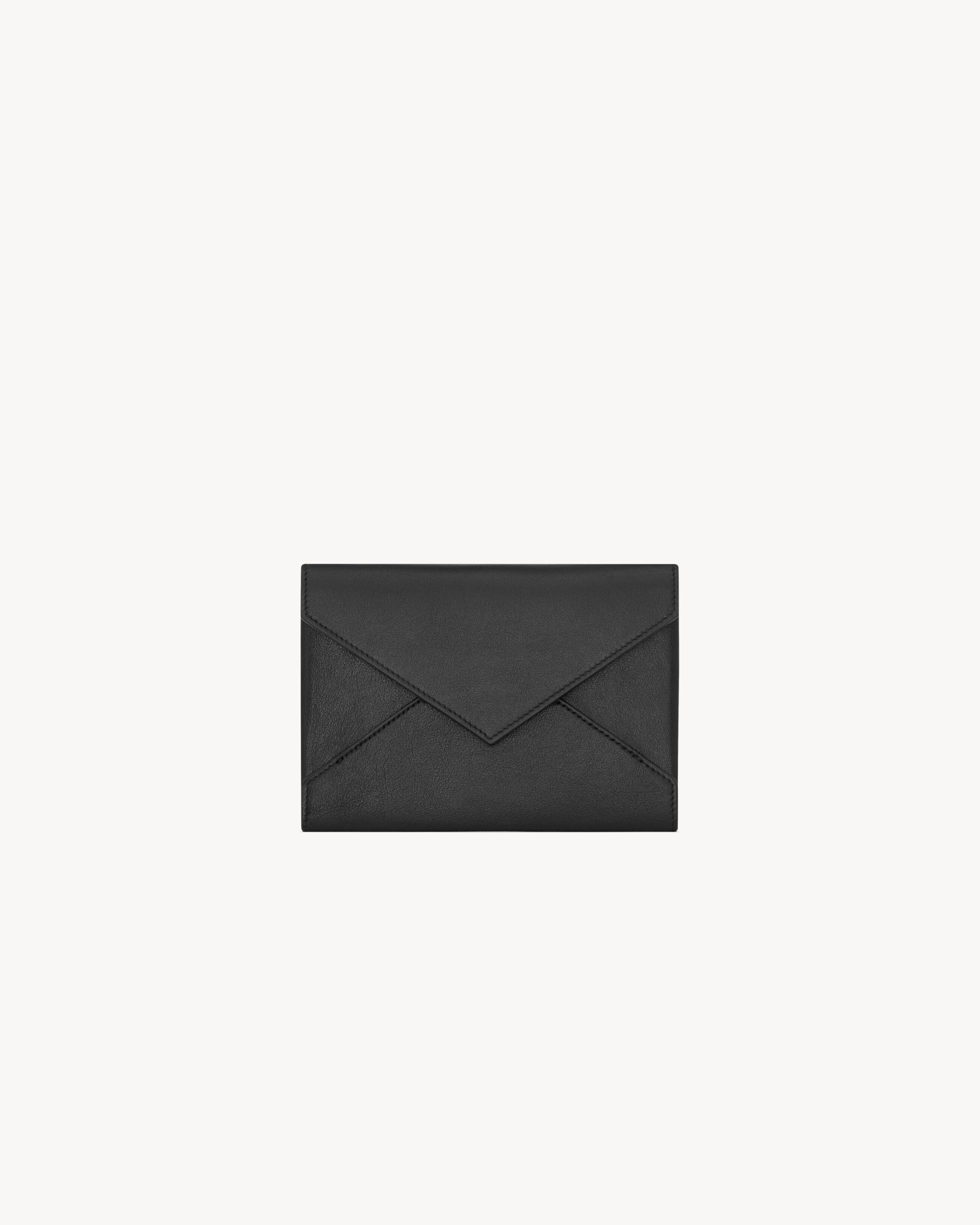 Saint Laurent Letter Passport Case In Leather - Black - Women