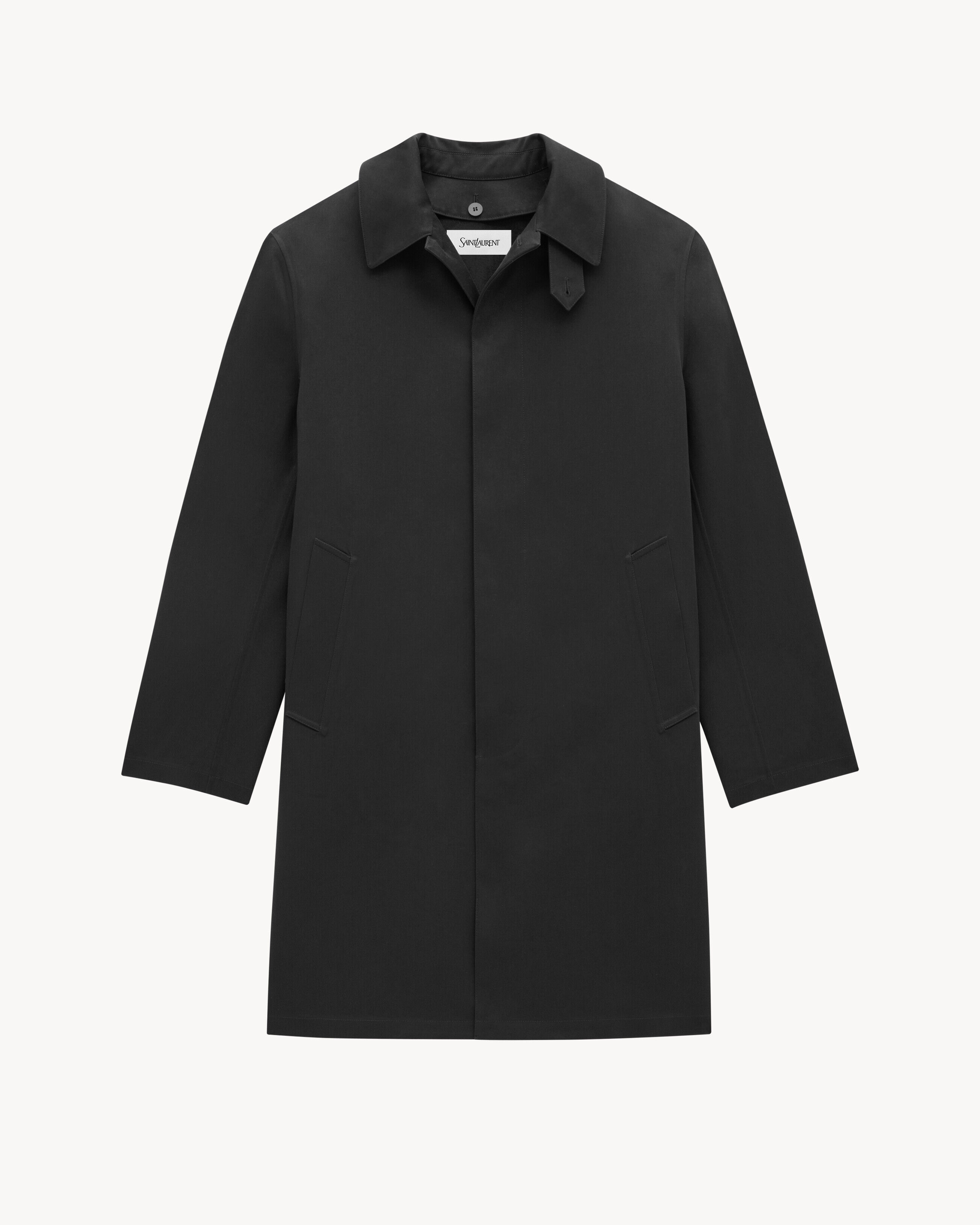 Saint Laurent Mackintosh Coat In Water-Repellant Canvas - Black - Men - 50