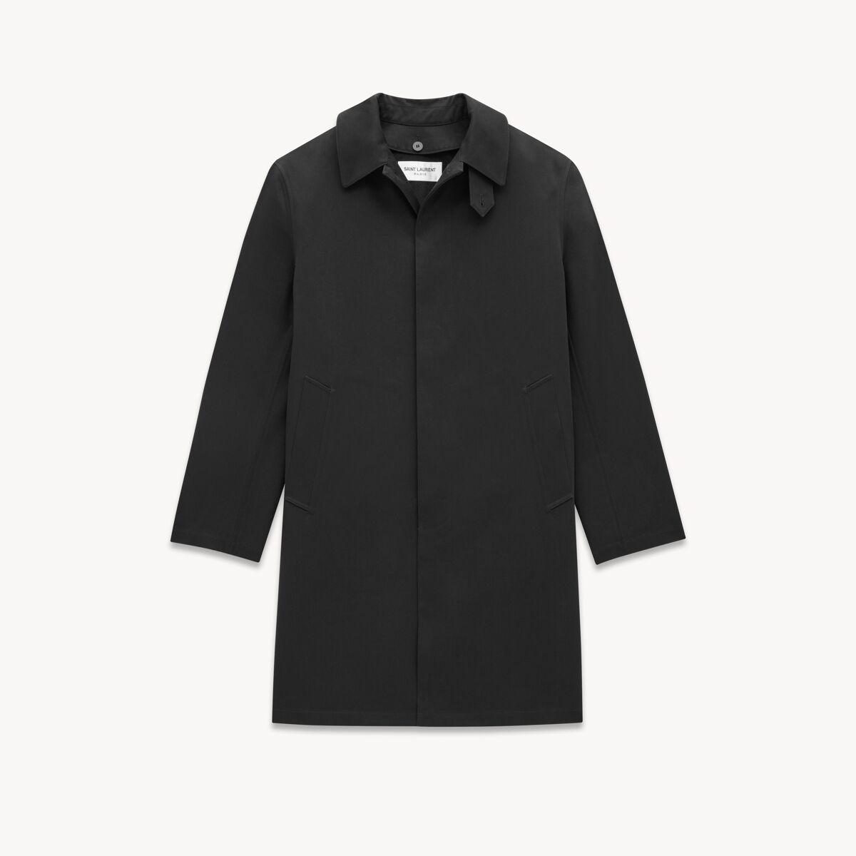 Saint Laurent Mackintosh Coat In Water-Repellant Canvas - Black - Men - 46