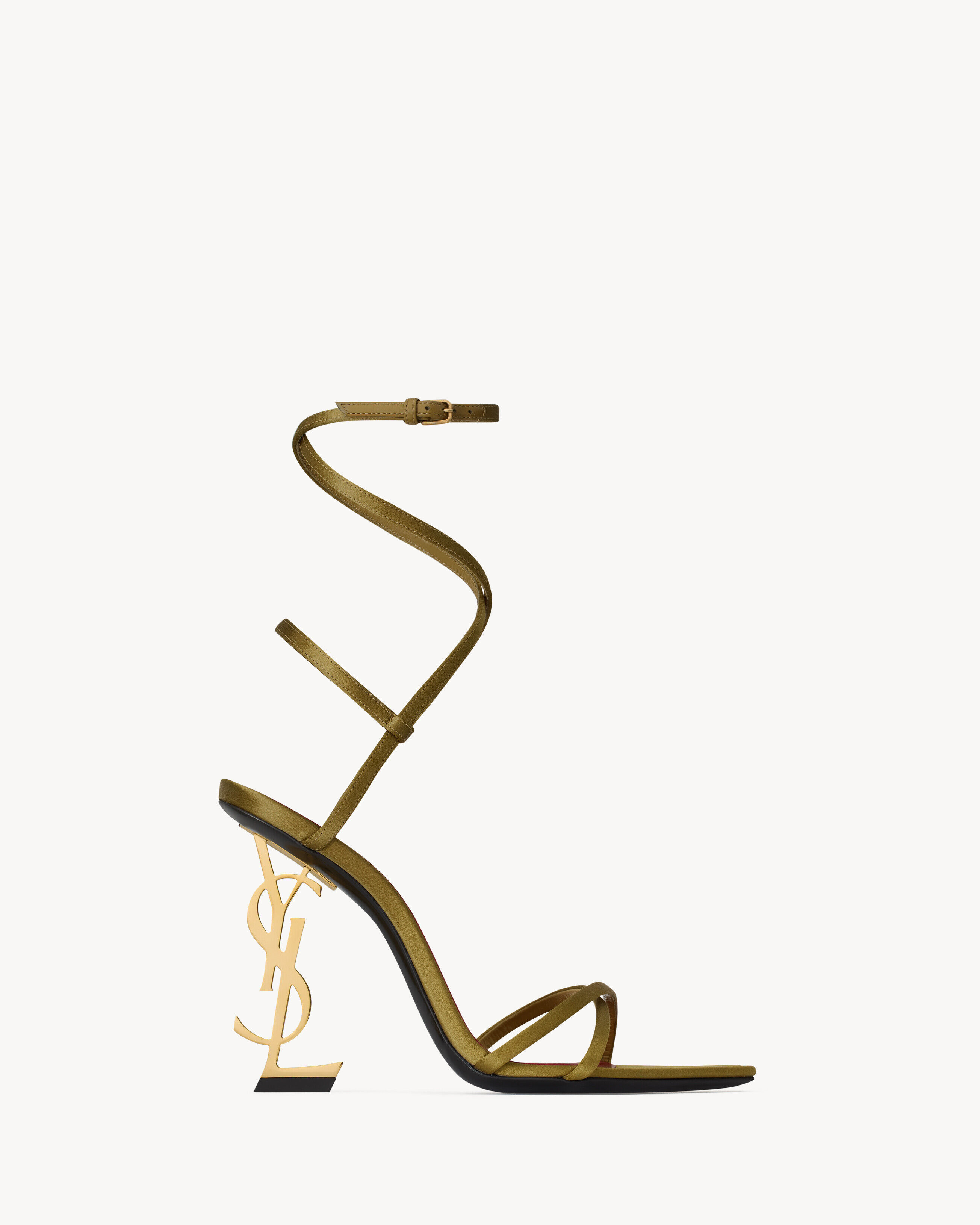Saint Laurent Opyum Sandals In Satin Crepe - Green - Women -