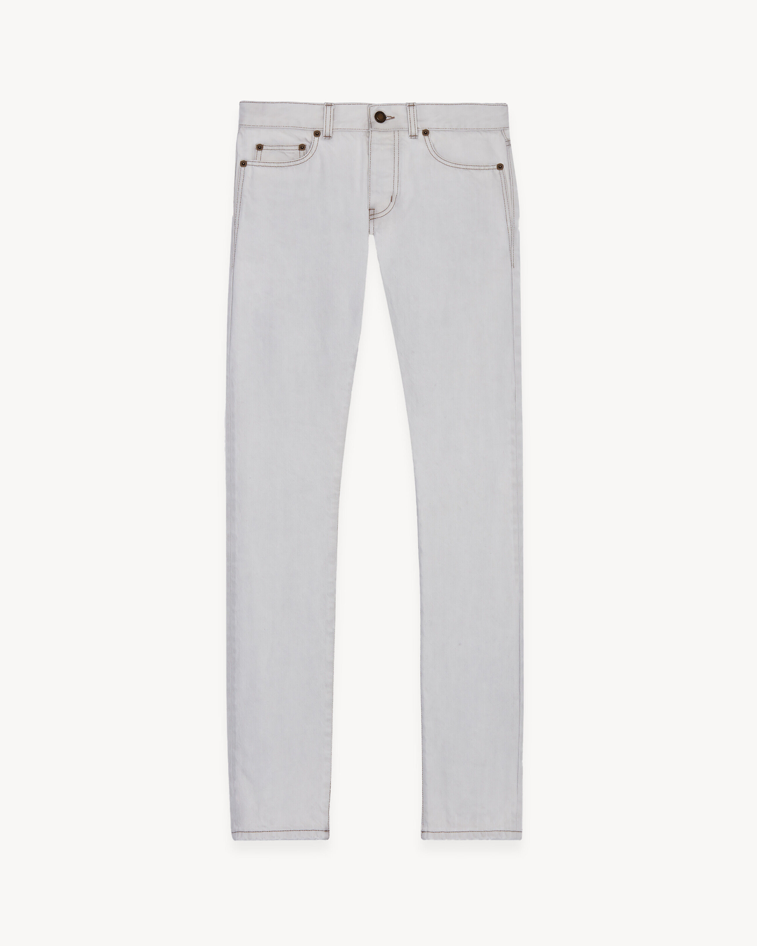 Saint Laurent Slim-Fit Jeans In Grey Off-White Denim - White - Men - 10
