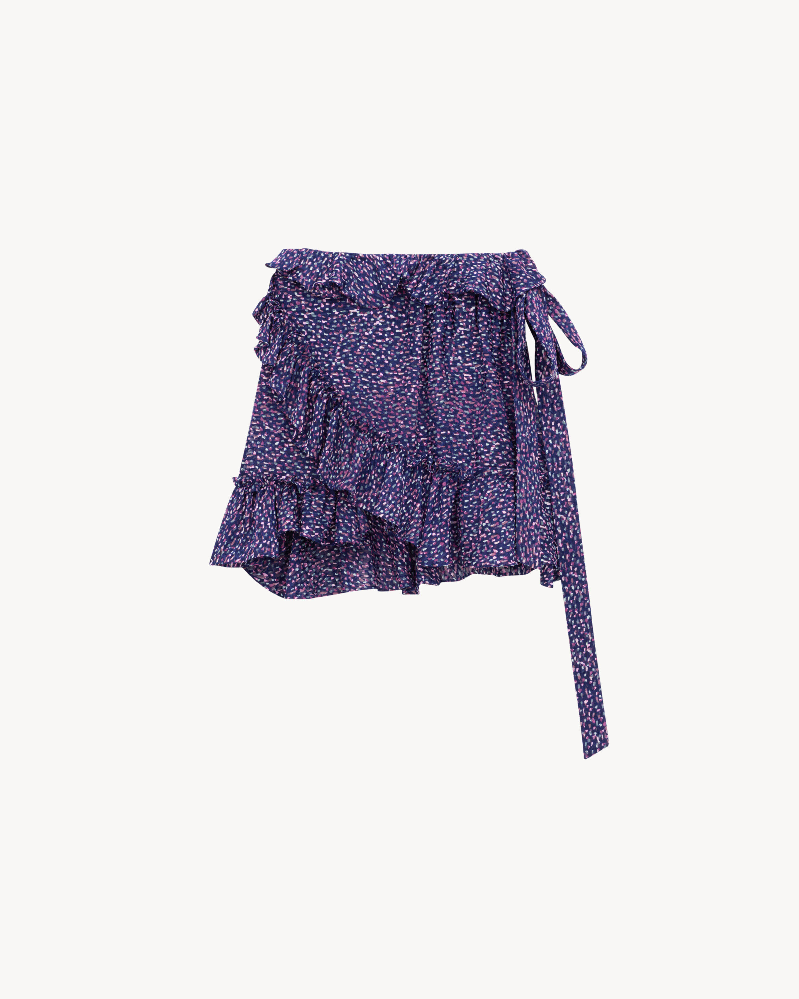 Saint Laurent Wrap Skirt In Confetti Muslin - Blue - Women - 36