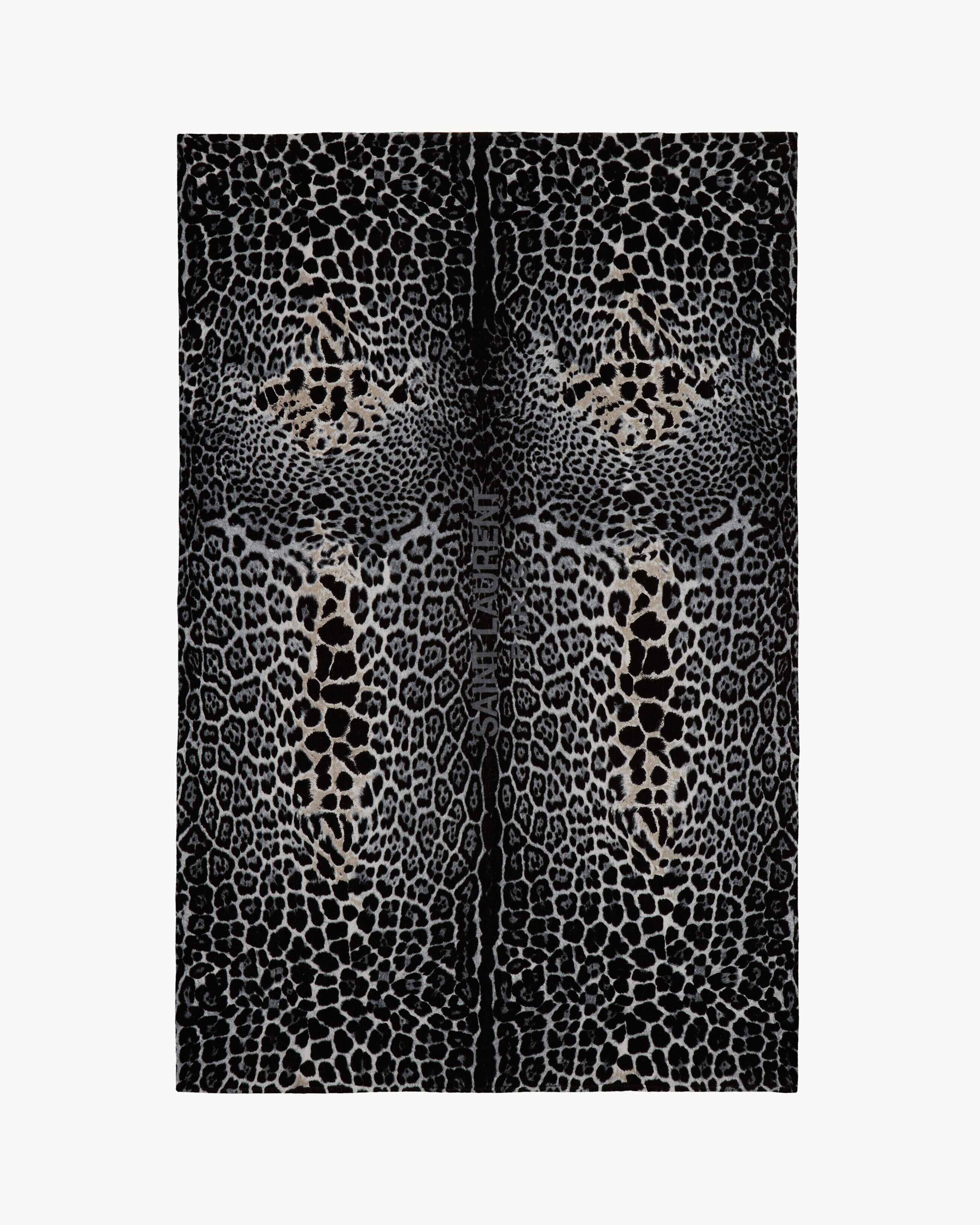 Saint Laurent Leopard Bath Towel - Grey