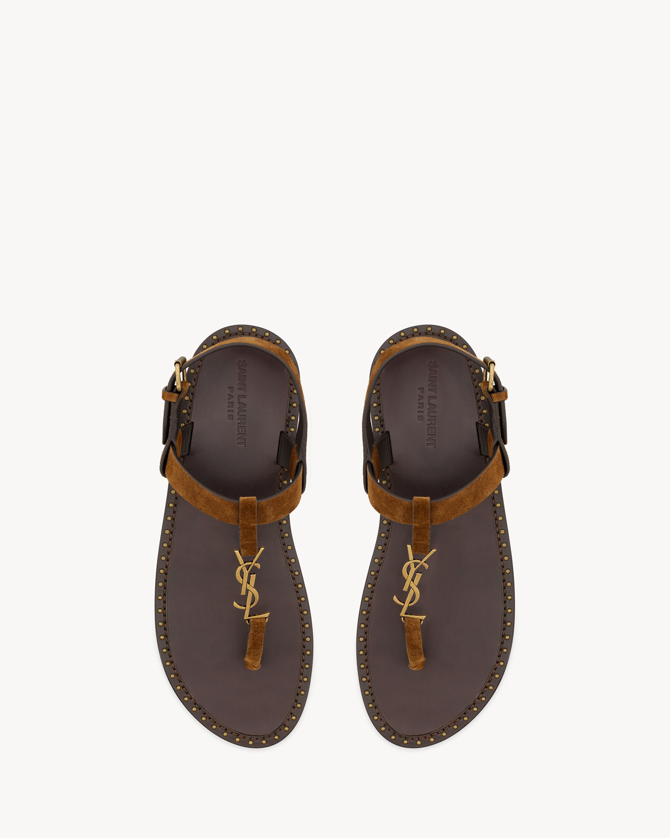 Saint Laurent Cassandre Sandals In Suede - Amber - Men - 9