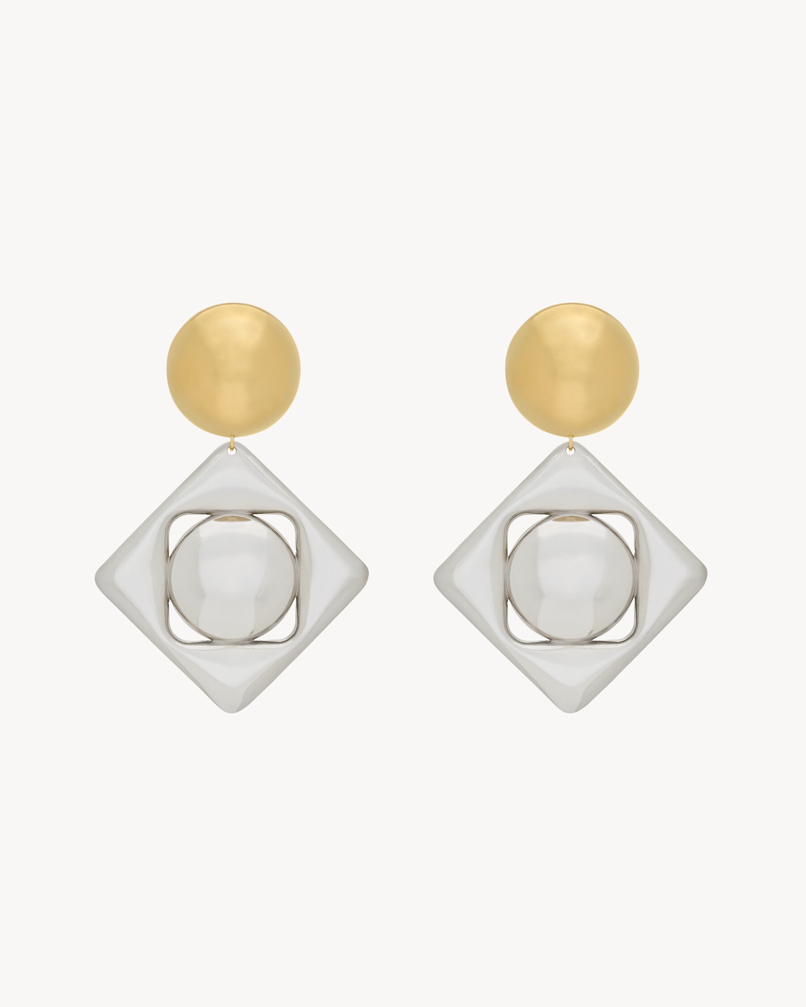 Saint Laurent Geometric Earrings In Metal - Silver - Women