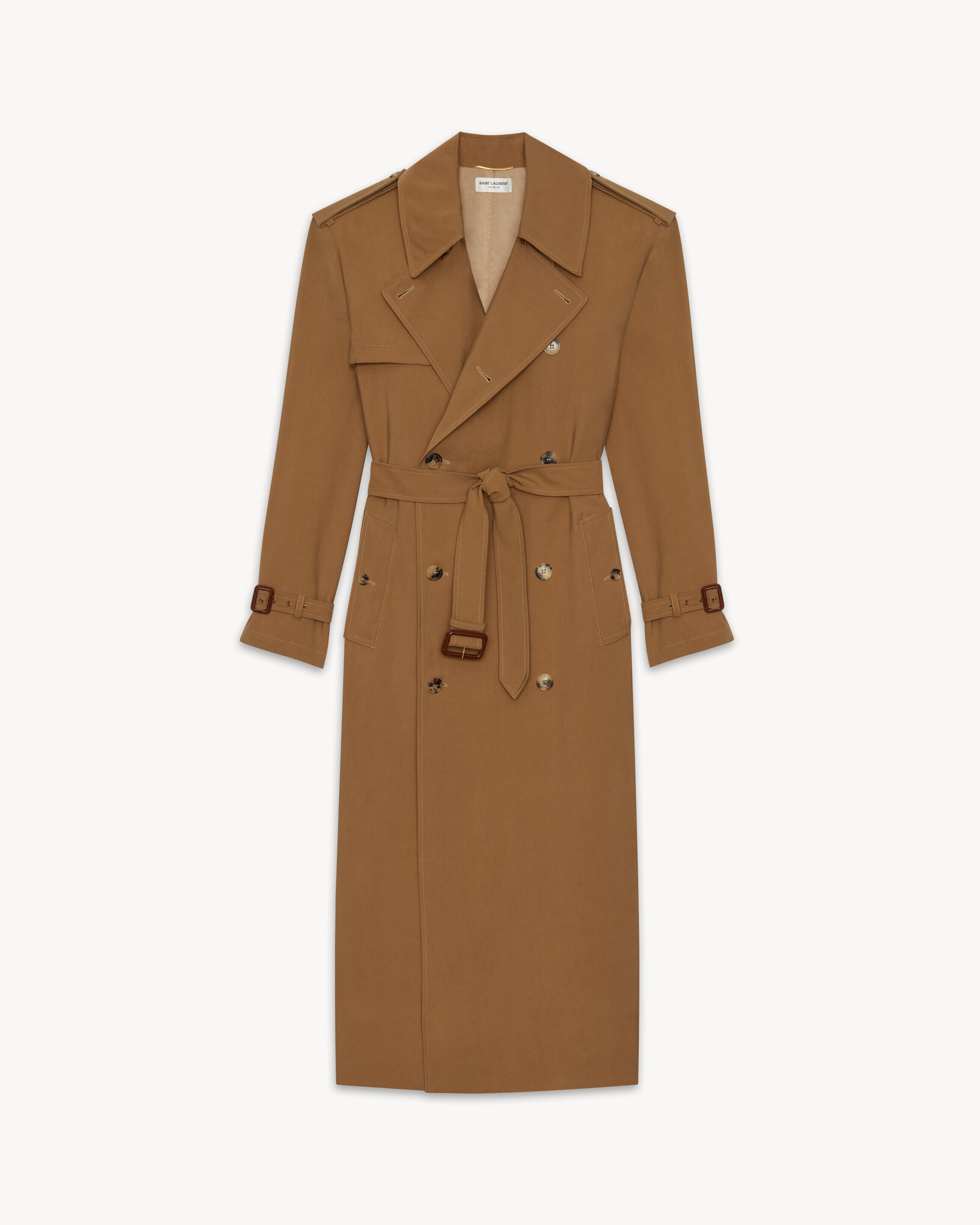 Saint Laurent Trench En Sergé - Beige - Femme - 36