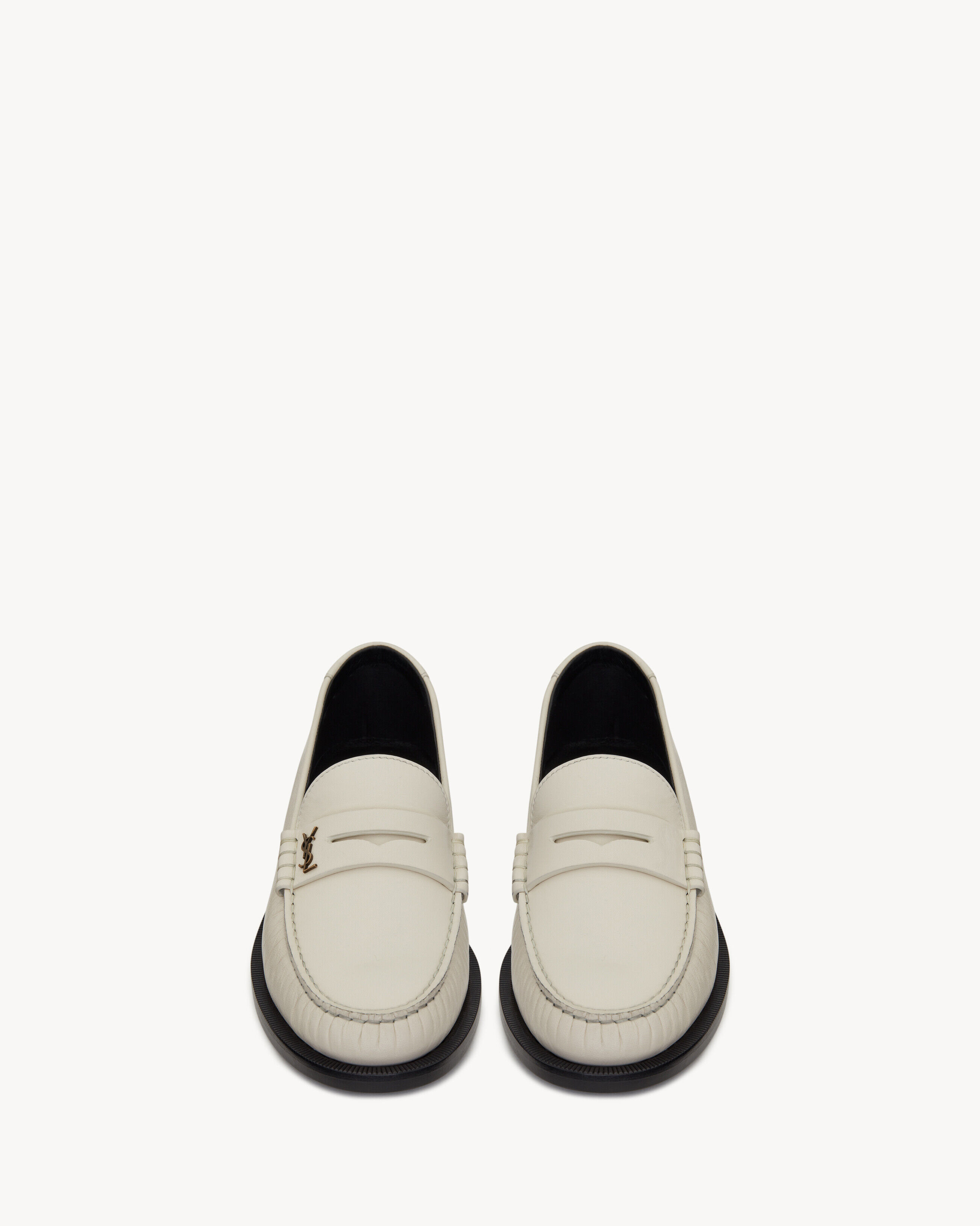 Saint Laurent Le Loafer Penny Slippers In Smooth Leather - White - Women - 42