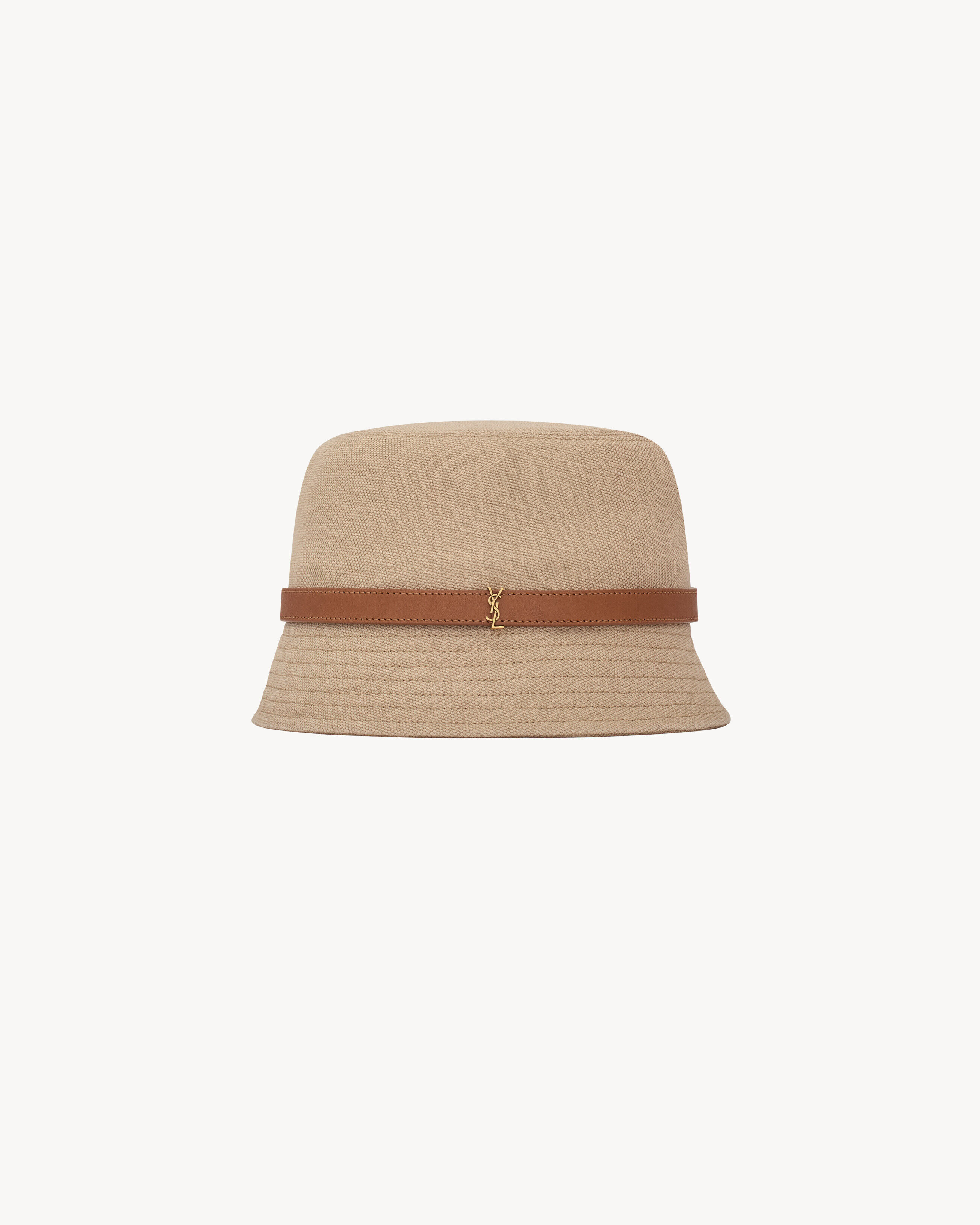 Saint Laurent Cassandre Bucket Hat In Canvas - Beige - Women - 57