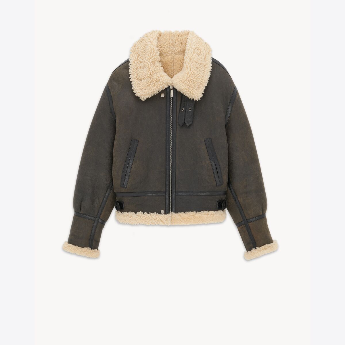 Saint Laurent Aviator Jacket In Aged Leather And Shearling - Black - Men - 38