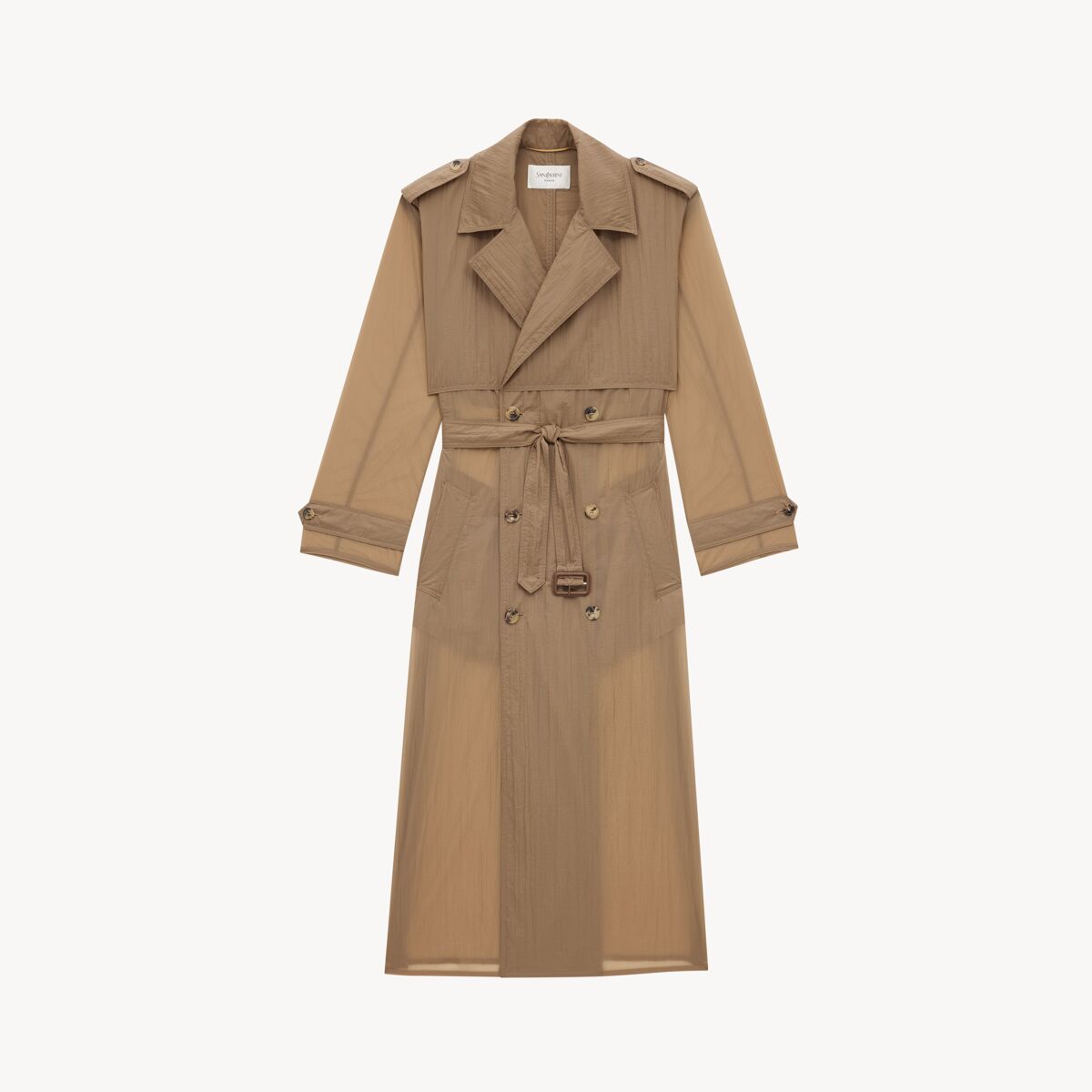 Saint Laurent Trench Coat In Crinkled Polyamide - White - Women - 36