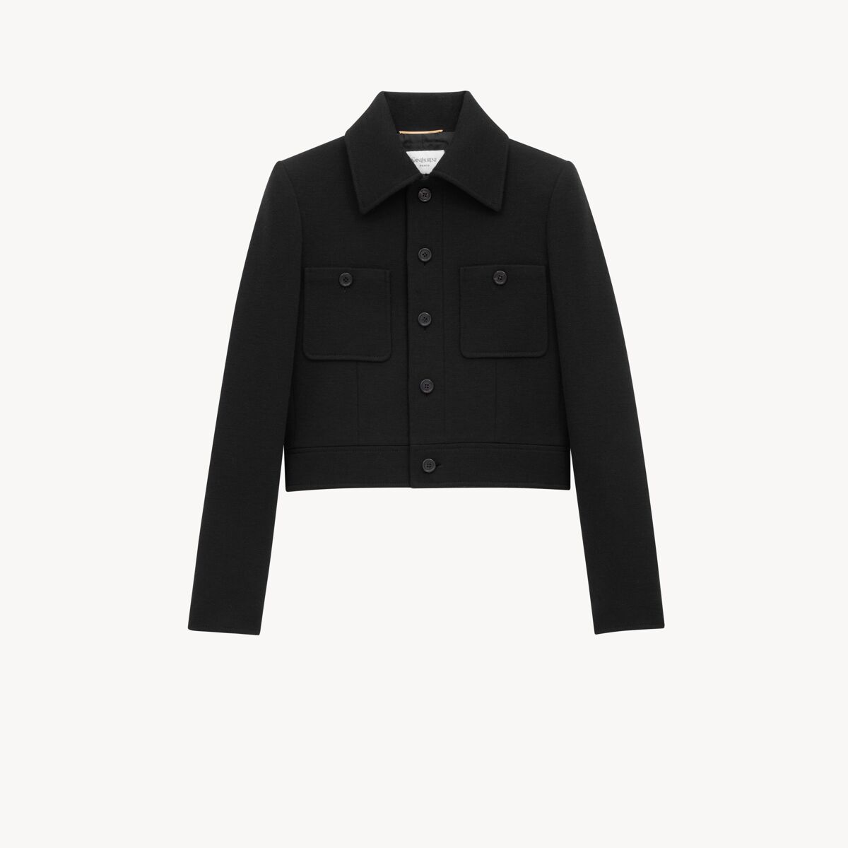 Saint Laurent Cropped Jacket In Wool-Blend Jersey - Black - Women - 36