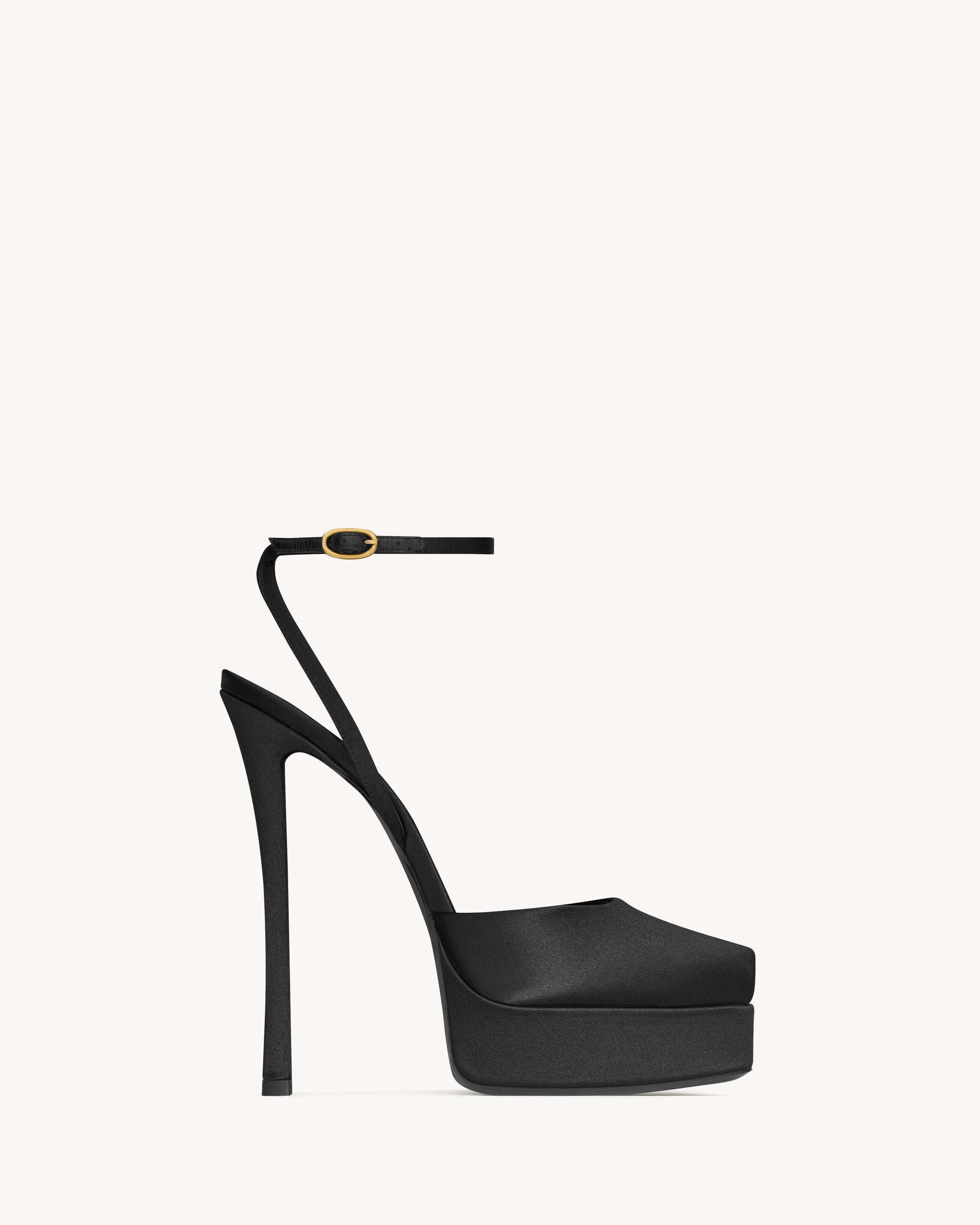 Saint Laurent La Scandale Platform Sandals In Satin Crepe - Black - Women - 37