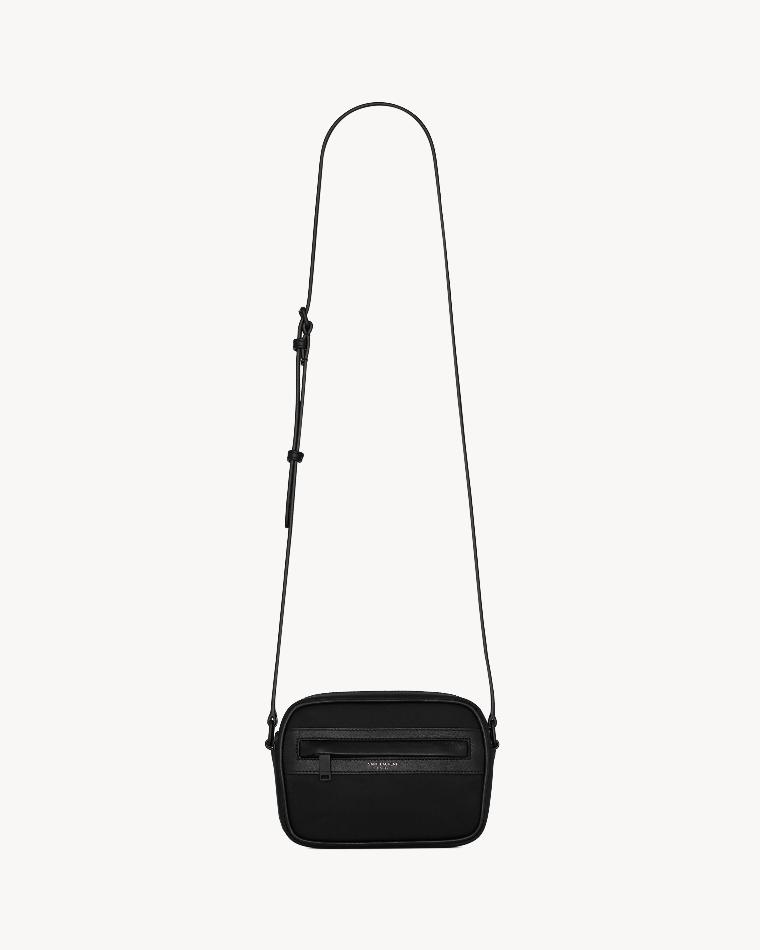 Saint Laurent Camp Small Camera Bag In Econyl And Lambskin - Black - Men
