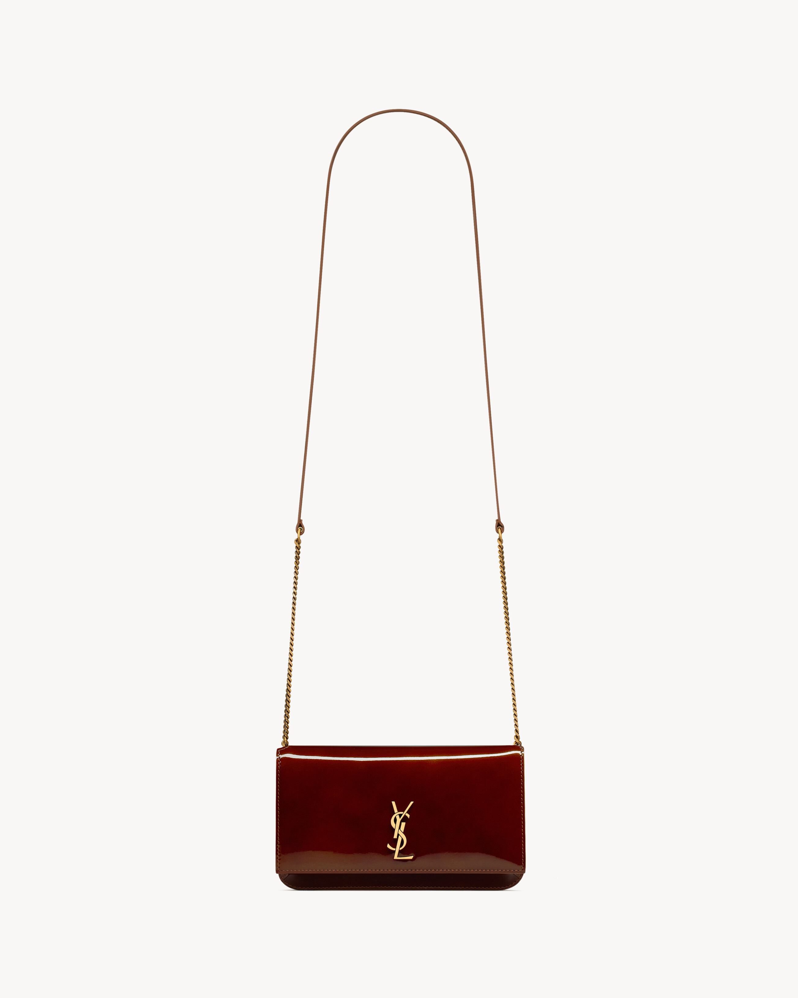 Saint Laurent Cassandre Phone Holder In Patent Leather - Women